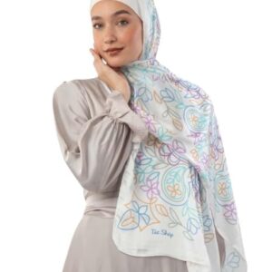 تاي شوب سكارف ساتان مطبوع للنساء OF15SA1013 - مقاس واحد - متعدد الالوان
