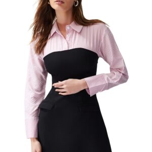 فستان قصير بتصميم سادة بقصة ضيقة بدون حمالات وتفاصيل دقيقة من نوع فينكي موديل TWOSS24EL00751، مصنوع من نسيج محبوك يشبه القميص للنساء من ترينديول