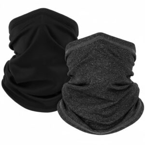 قناع تدفئة الرقبة في فصل الشتاء للرجال والنساء، غطاء وجه مقاوم للرياح وجيد التهوية من الصوف، قناع وجه من الصوف للرياضات في الطقس البارد والتزلج وركوب الدراجات النارية (اسود + رمادي، مقاس واحد)