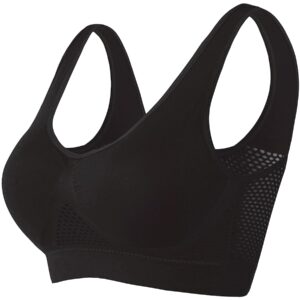 دريس سيسي حمالة صدر رياضية مبطنة بلون اسود حمالات عالية الدعم وممتصة للصدمات للصدر الكبير للنساء مقاس اسيوي L خالٍ من الأسلاك