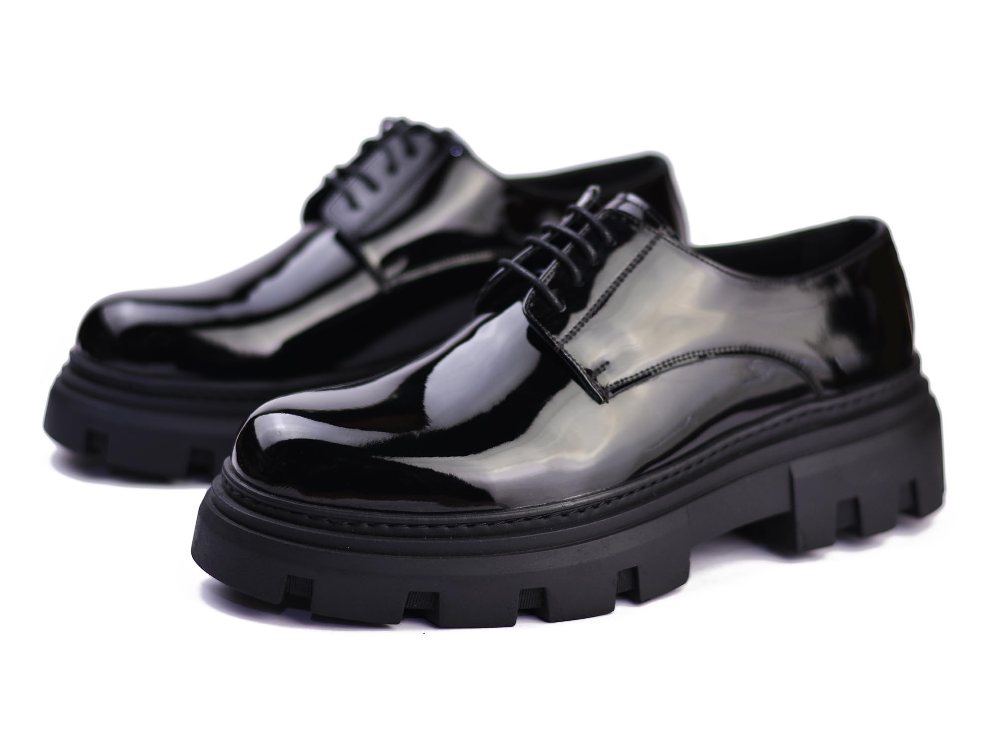 Version 1.0.0 حذاء رجالي تشانكي جلد فيرنيه لامع بنعل فوم خفيف مقاوم للانزلاق – خياطة ولاصق متين