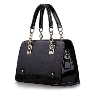 حقيبة للكتف ولليد مصنوعة من جلد البولي يوريثان للنساء، أسود