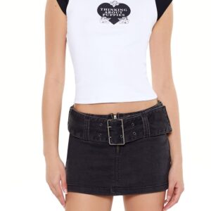 تي شيرت للنساء من فوريفر 21 بعبارة «Thinking About Puppies»