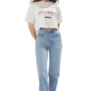 ترنديول بنطلون جينز بقصة مستقيمة وخصر مرتفع للنساء، لون ازرق، موديل Twoss25Je00143