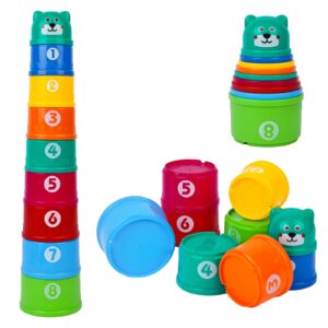 9 Pieces Stackable Cups for Kids, Learning Toys for Children, Suitable for Preschool, Educational or Bathroom Fun
