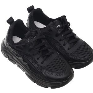 حذاء رياضي برباط من الجلد والمطاط للنساء 99.99 يتميز بنقوش جانبية على شكل حرف M - اسود (40)