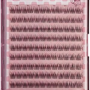 مجموعة رموش ذاتية اللصق من ازوني، 120 قطعة من الرموش ذاتية اللصق مسبقا، وصلات رموش فردية 5D طبيعية فوضوية للاستخدام في المنزل، بدون صمغ ولا تحتاج الى ازالة الرموش