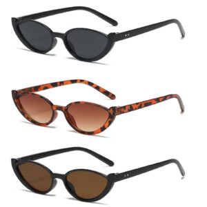 نظارات شمسية بتصميم بيضاوي ريترو للنساء، 3 قطع من نظارات واي 2 كيه، نظارات شمسية عصرية صغيرة للحماية من الاشعة فوق البنفسجية، تصميم مستوحى من التسعينيات