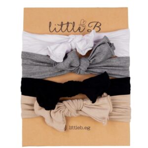 مجموعة فيونكات شريط رأس للأطفال من ليتل بي، 4 قطع، متعددة الألوان بألوان محايدة