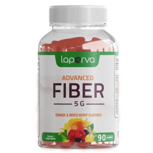 علكة فايبر | الياف لابيرفا المتقدمة - 5000 ملغ 90 قطعة تدعم صحة الجهاز الهضمي نكهات البرتقال والتوت الطبيعية نباتي خالية من الغلوتين اللاكتوز بدون الوان صناعية حلوى جيلاتينية