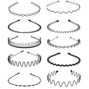 مجموعة ربطات شعر مصنوعة من المعدن بانواع مختلفة مانعة للانزلاق للنساء والرجال، لون اسود-(مكونة من 10 قطع)
