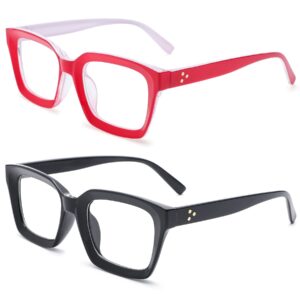 نظارة طبية وهمية كلاسيكية عصرية بسيطة بعدسات مربعة شفافة بدون وصفة طبية مضادة للضوء الأزرق وإطار كامل للنساء مناسبة للسفر والعطلات، من قطعتين