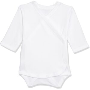 سالوبيت بكباسين قطن بأكمام طويلة ملفوف من الأمام للأولاد من الصياد - أبيض، 0-3 شهور