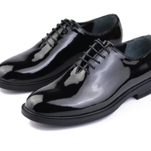 حذاء رجالي كلاسيك فرنيه لامع برباط و نعل رابر مقاوم للانزلاق