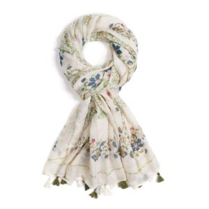 وشاح بطبعة زهور من ابوتو، شال خفيف الوزن بطبعة زهور مع شراشيب انيقة، وشاح بوهيمي عصري للنساء مع لف ناعم متعدد الاستخدامات لجميع المواسم للملابس الكاجوال والرسمية