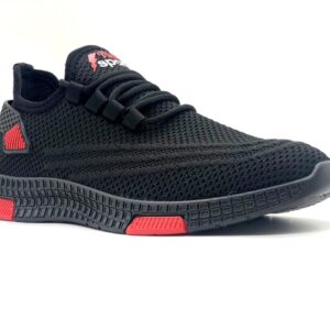حذاء رياضي شبكي للرجال من فينيتو 209155-2291550200 - حذاء جري خفيف الوزن وجيد التهوية بتصميم برباط - اسود واحمر، مقاس 45 EU