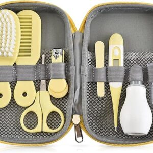 أدوات العناية بالمولود الجديد مجموعة مكونة من 8 قطع، مستلزمات أساسية للسفر والاستخدام المنزلي للأطفال الرضع والأطفال الصغار من الأولاد والبنات (أصفر)