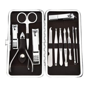 12 قطع العناية بالأظافر الشخصية مانيكير و باديكير مجموعة السفر الاستمالة كيت الرجال / النساء، غير لامع