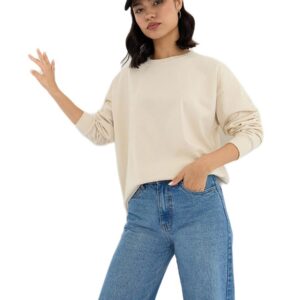 Styli Women Oversized Solid Longline Sweatshirt