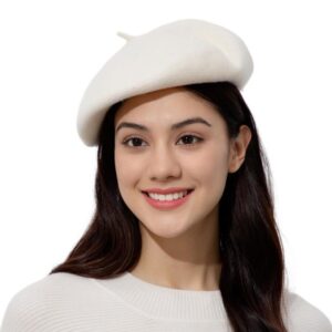 قبعة بيريه من الصوف للنساء، قبعات شتوية صغيرة على الطراز الفرنسي، قبعات كلاسيكية بلون سادة للخريف والشتاء، قبعة منسوجة ببطانة من الصوف الدافئ للبنات والنساء