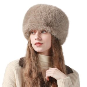 كاستويف قبعة شتوية من الفرو الصناعي للنساء - نمط القوزاق الروسي، قبعة دافئة ناعمة منفوشة قابلة للتمدد، قبعة باكيت مستوحاة من اوشانكا للنساء والفتيات، قبعة فرو دافئة في الهواء الطلق