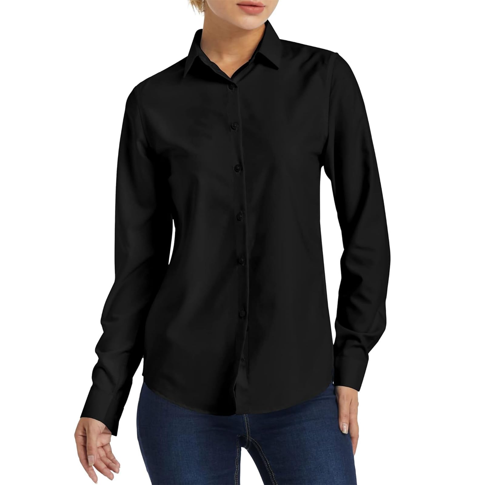 61xhxeqAmfL قميص رسمي قابل للتمدد بأزرار سفلية، تيشرتات وقمصان كاجوال طويلة الأكمام للمكتب التنفيذي والأعمال الرسمية والنساء من جيايوليسي