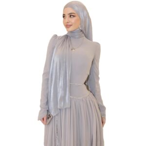 وشاح رأس فاخر للنساء خفيف الوزن ولامع من الكريب لحفلات الزفاف وفساتين السهرة اللامعة من هوريسون