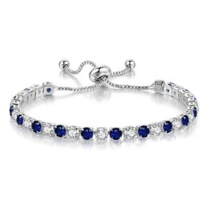 لينجي سوار فضي للنساء زركونيا مكعب ابيض كلاسيكي ماسي قابل للتعديل هدية انيقة وعصرية للسيدات