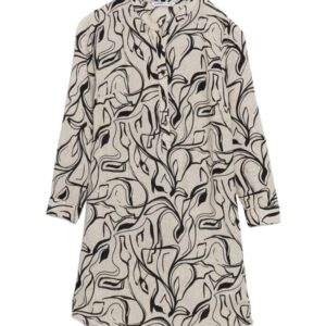 LC واكيكي بلوزة طويلة منقوشة بياقة كريزي للنساء