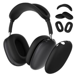 3 in 1 Silicone Case for AirPods Max Headphones, Anti-Scratch Ear Pad Case Cover/Ear Cups Cover for AirPods Max (Black)
