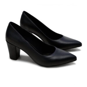 حذاء بكعب عريض من الجلد للنساء