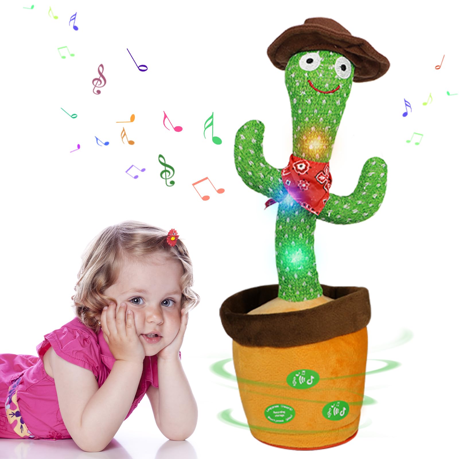 71-0LAocUJL عروسة راقصة بتصميم صبار يكرر الكلام مع وظيفة التحكم في مستوى الصوت من ميهو، عروسة قطيفة خفيفة الوزن تكرر ما يقال، ألعاب كلمات تشجيعية للأطفال، هدايا وديكور منزلي