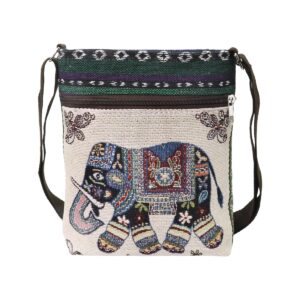 شنطة كروس صغيرة للنساء بتصميم بوهو على شكل فيل مطرز من القماش من هانيا®