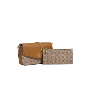 شنطة كروس للنساء من جلد البولي يوريثين 2 في 1، شنطة يد وكتف مع حزام سلسلة معدني قابل للتعديل