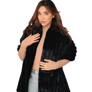 شال فرو شتوي بتصميم بلون سادة للنساء من ميلا، سكارف أساسي للنساء للحافظ على الدفء والعصرية - هدية أنيقة للمناسبات الخاصة، مقاس 1.90 متر × 60 سم