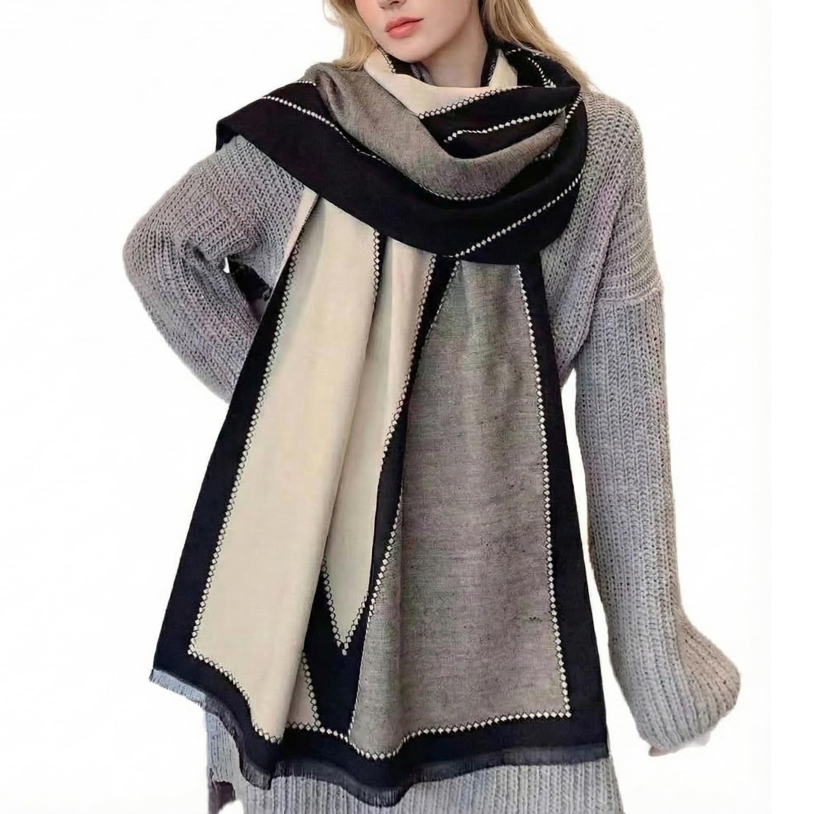 7110IA0W5QL شال باشمينا للنساء من ماكسمانا سيكريت، اوشحة فاخرة بملمس الكشمير، وشاح شتوي بطانية كارديجان معطف انيق ومريح كاجوال، اكسسوارات لجميع المناسبات