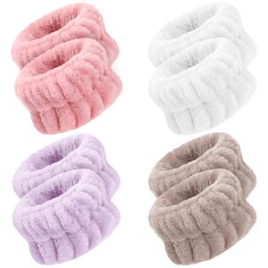 8 قطع من عصابات المعصم والمنتجعات الصحية - شريط منشفة من المايكروفايبر | اساور معصم لغسل الوجه | اساور معصم ماصة للعرق للفتيات والنساء، تمنع السوائل من الانسكاب على ذراعيك