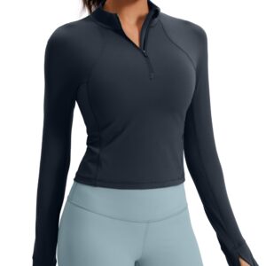 قمصان رياضية باترلوكس قصيرة بأكمام طويلة للنساء من سي ار زد يوغا سويت شيرت وبلوفر بنصف سحاب سترات بقصة جاكيت للجري