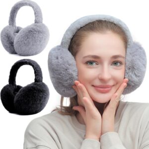 اغطية اذن شتوية للرجال والنساء، عبوة من قطعتين للتدفئة في الشتاء، اغطية اذن ناعمة قابلة للتعديل لتدفئة الاذن قابلة للتعديل، اغطية اذن مخملية دافئة مقاومة للرياح