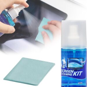 Screen Cleaner Spray and Microfiber Cloth, 7oz Streak-Free Cleaning Kit for TV, Laptop, Car Display, Smart Devices, MacBook, LCD & Flat Monitors (Random Cloth Color)
