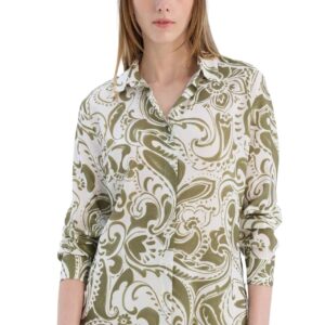 ديفاكتو تونيك نسائي كاجوال بمقاس كبير ورقبة قميص واكمام طويلة منسوج (عبوة من قطعة واحدة)