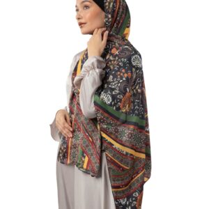 متجر اربطة عنق سكارف ساتان مطبوع للنساء 200 70 بيج - بني-BR15SA101300095