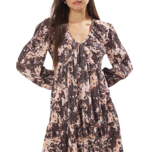 ترنديول فستان نسائي متعدد الالوان بتصميم تجريدي ومزين بطبعات تجريدية وطيات - TWOSS25EL00099