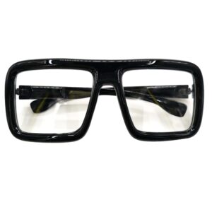 نظارة باطار مربع سميك - نظارات سوداء كبيرة الحجم بعدسات شفافة للنساء والرجال