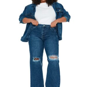 بنطلون جينز للنساء بخصر مرتفع ومقاس كبير من ترينديول - (عبوة من قطعة واحدة)