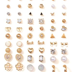 شاينينج ديفا فاشون مجموعة من 30 زوج الاقراط العصرية والكريستال واللؤلؤ للنساء والفتيات 14784er معدن ذهبي