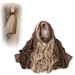 وشاح حجاب للنساء المسلمات خفيف الوزن متدرج اللون من ويسفنلي، اوشحة حجاب طويلة