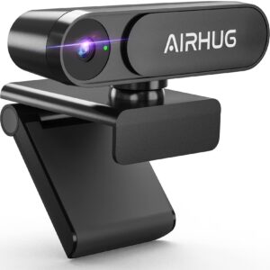 AIRHUG 2K Webcam No Mic with Privacy Cover, USB Web Cam for Computer and Laptop Plug & Play, Web Camera Without Audio, 78° Wide-Angle,for Streaming and Conferencing,Compatible Skype Zoom YouTube