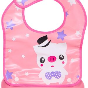 مريلة اطفال بجيب من السيليكون وطبعة قطة للبنات من ميكس اند ماكس - بينك