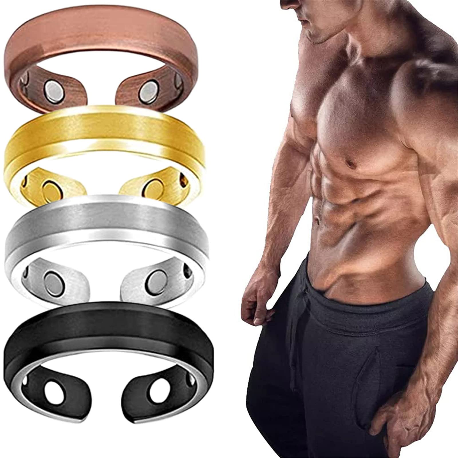 71BC-Fw4dvL خاتم مغناطيسي للرجال من باور بوست - علاجي دائم - علاج انيق لتخفيف الالم - ابداعي قابل للتعديل والنساء متعدد الالوان ستانلس ستيل